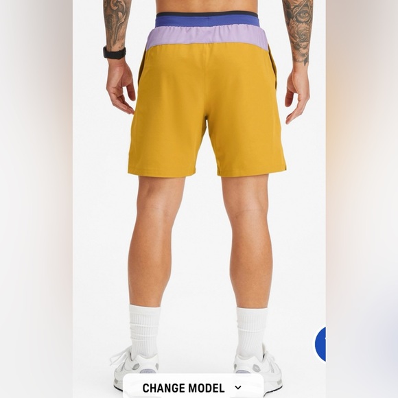 Fabletics Gold Yellow The Fundamental 7” Active Gym Workout Shorts Mens Large - Picture 3 of 7